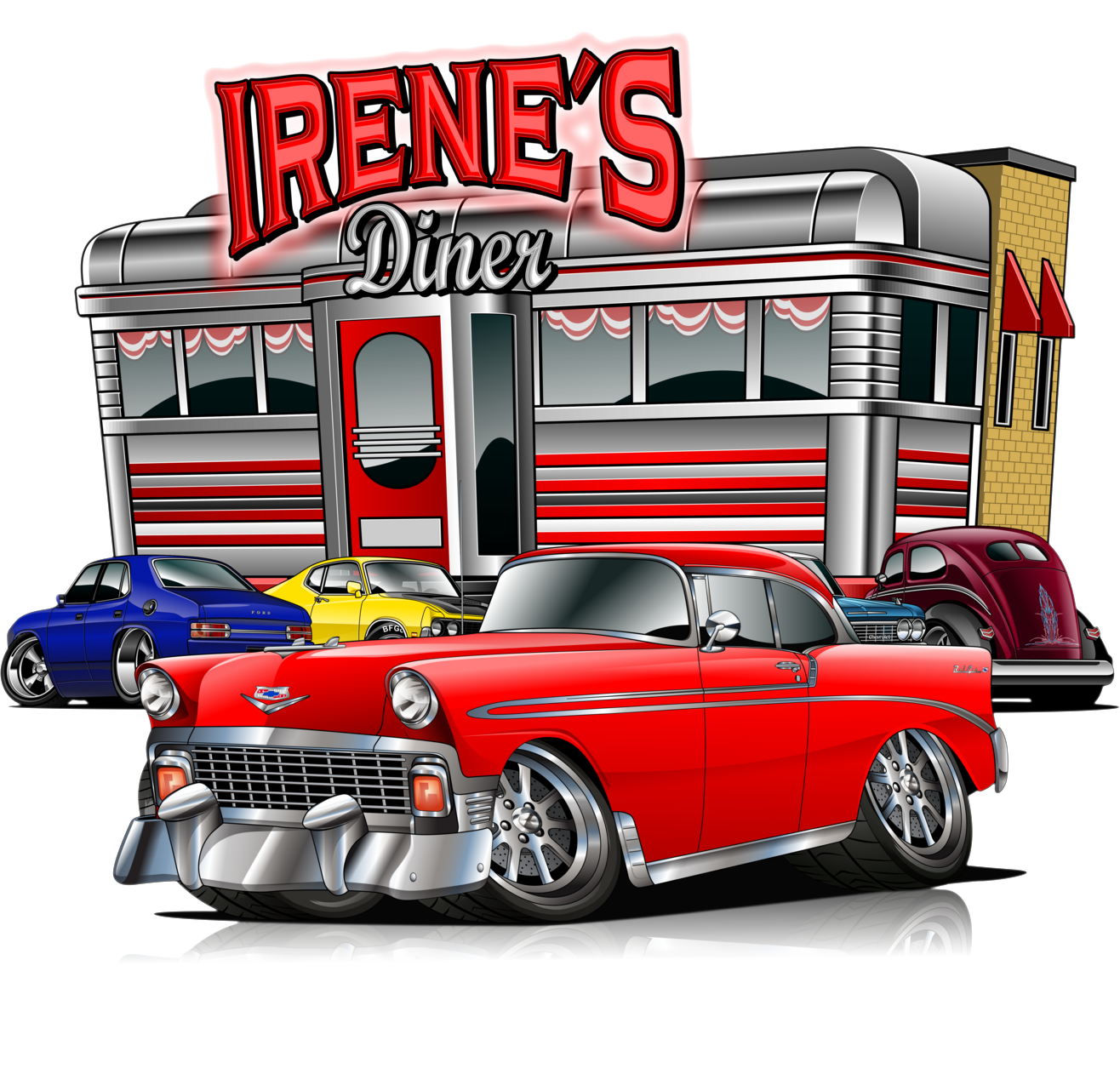 Cafe, Restaurant, and Bar Cartoon Designs